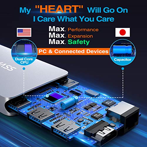 VANMASS Aluminum USB C Hub, 9 in 1 USB C Adapter with 4K HDMI, RJ45 Gigabit Ethernet, 4 USB 3.0 Ports, TF/SD 3.0 Card Reader, 100W PD Charging Port for MacBook Pro/Air & More USB C Devices