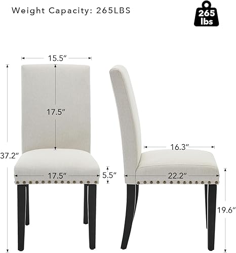 Miniatura 3 de TrailBlaze Upholstered Parsons Dining Chairs Set of 2, Farmhouse Kitchen Chairs with Wood Legs, Upholstered Linen Accent Chairs for Home
