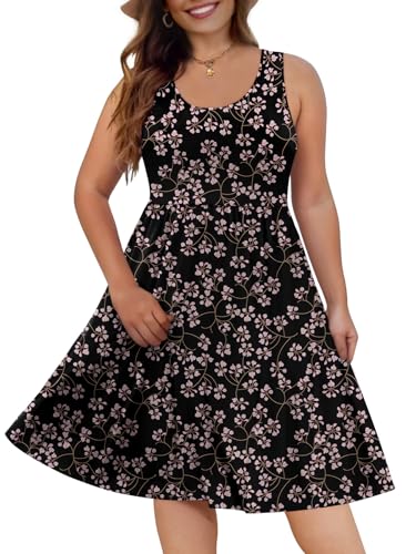 Image of DB MOON Womens 2026 Plus Size Tank Dresses Sleeveless Knee Length Sundress with Pockets