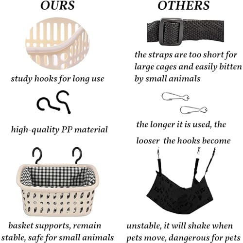 Image of JWShang Rat Hammock for Cage, Chew Proof Hanging Basket Bed with Sturdy Hooks, Pet Cage Accessories, Safe Cozy Small Animal Rodent Hammock for Sugar Glider Mice Snuggling Sleeping
