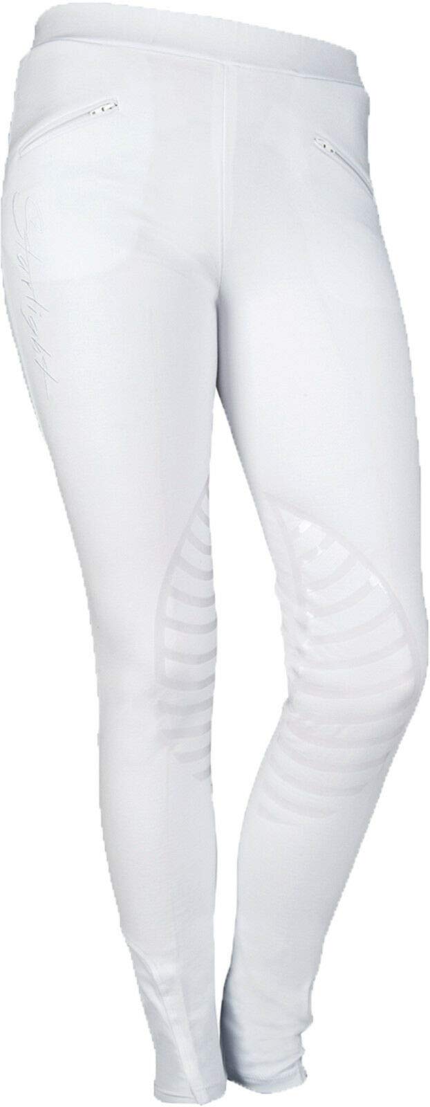 HKM 9228 Starlight, Leggings da Equitazione in Silicone, per Ragazze, Grigio Scuro/Sabbia, 36