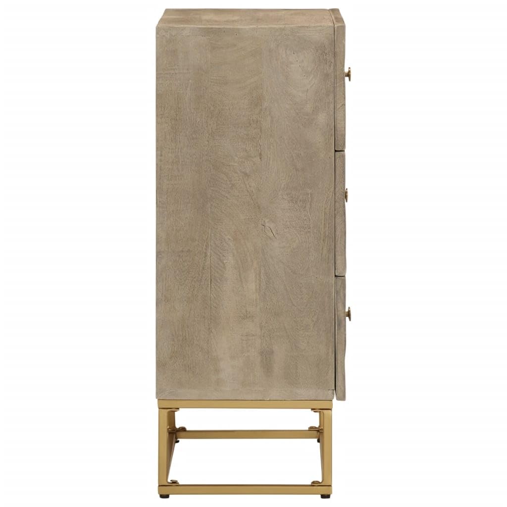 Komoda z litego drewna mango i żelaza, 55 x 30 x 76 cm, szafka pomocnicza z miejscem do przechowywania i szufladami, do salonu, sypialni, biura, korytarza, kuchni, łazienki, piwnicy