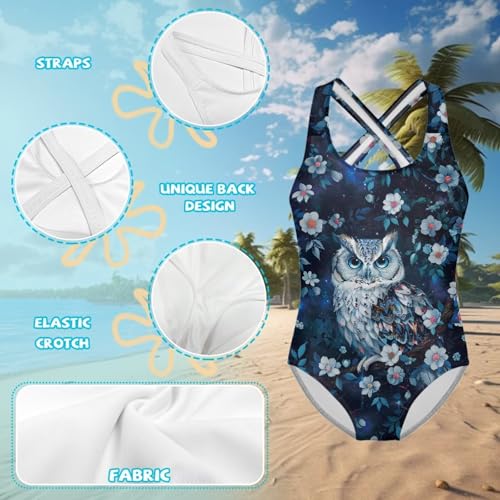 Image of Girls One Piece Cat Swimsuits Quick Dry Cartoon Beach Bathing Suit Crossback Swimwear for Kids 5-14 Years