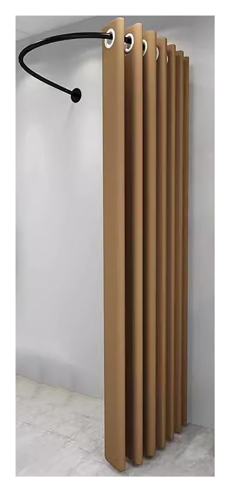 Dressing Room U-Shape Partition Curtain, Clothing Store Boutiques Wedding Shops Simple Fitting Room, Commercial Changing Room and Display Rack, Wall Mounted, Black Iron Rod (Color : Coffee Color, Si