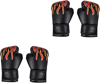 Toddmomy 2 Peças Luvas De Boxe Com Padrão De Chama Luvas De Boxe De Dedo Inteiro Luvas De Treinamento De Boxe Capacete Adulto Luvas De Soco Capacete Para Crianças Luvas De Proteção De Boxe