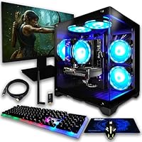 SAAV X12 2025 Gaming PC Tower Computer, AMD Ryzen 7 5800X 4.7GHz, Radeon RX 9060 XT 16GB GDDR6 22 inch Monitor 16GB DDR4, 512GB NVMe SSD, WIFI 6 Bluetooth Windows 11, RGB Prebuilt Desktop Bundle Black