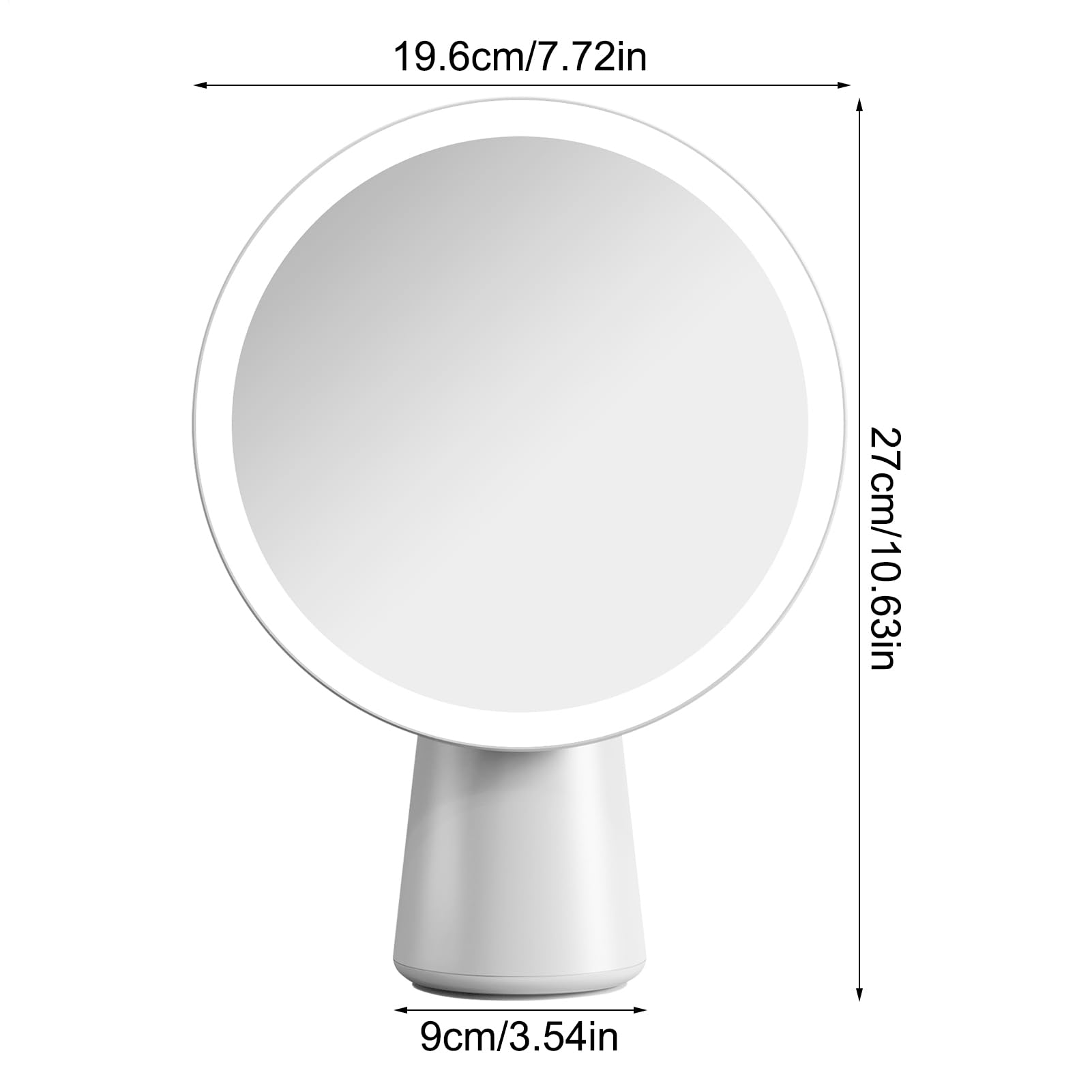 Espejo de maquillaje con luces – Espejo de baño con luces | Espejo táctil recargable 19 cm 3 modos ajustables para cuarto de baño, tocador, salón, oficina, dormitorio