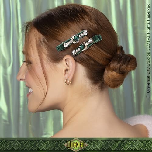 Scunci by Conair Wicked Emerald City Rhinestone Salon Clips - 2pk Hair Clips for Women - Glamorous, Luxurious, Elegant - Green Velvet & Stone Design - Limited Edition - image 2