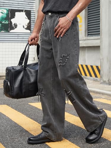 Men's Baggy Straight-Leg Hip Hop Jeans Casual Wide Leg Y2k Skateboard Vintage Denim Pants Streetwear4