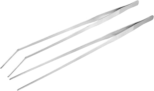 Miniatura 1 de uxcell Juego de pinzas curvadas rectas para acuario de acero inoxidable de 19 pulgadas, extra largas, clip de pinzas para plantas acuáticas, paquete