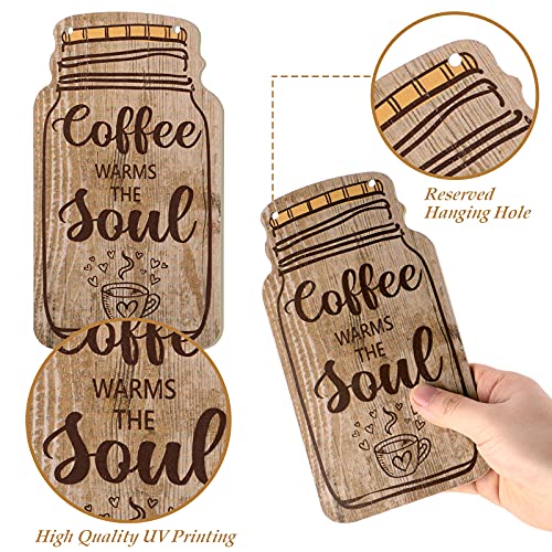 4 Pieces Wood Coffee Sign Decorative Rustic Wood Coffee Bar Sign Wall Hanging Plaque All You Need Is Love And Coffee Sign For Home Kitchen Decoration, 8.3 X 4.5 Inch (Classic Style) #TOP4