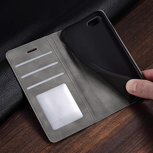 Coque iPhone 7 Plus / 8 Plus étui portefeuille cuir PU gris QLTYPRI
