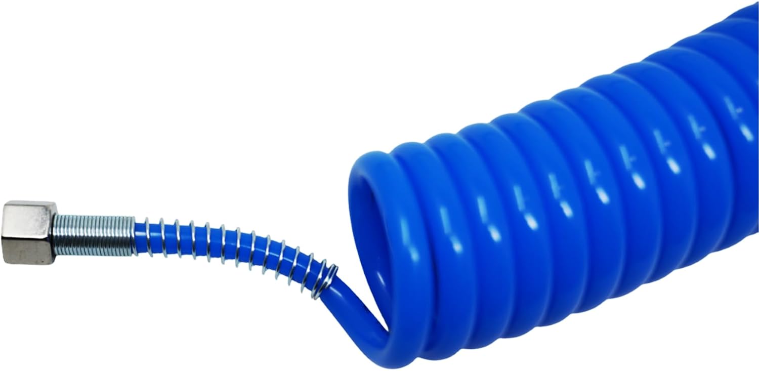 Dapetz Coiled Air Hose 10M Air Tools Hose With 1/4" BSP Female Nut End Fittings 10 Bar