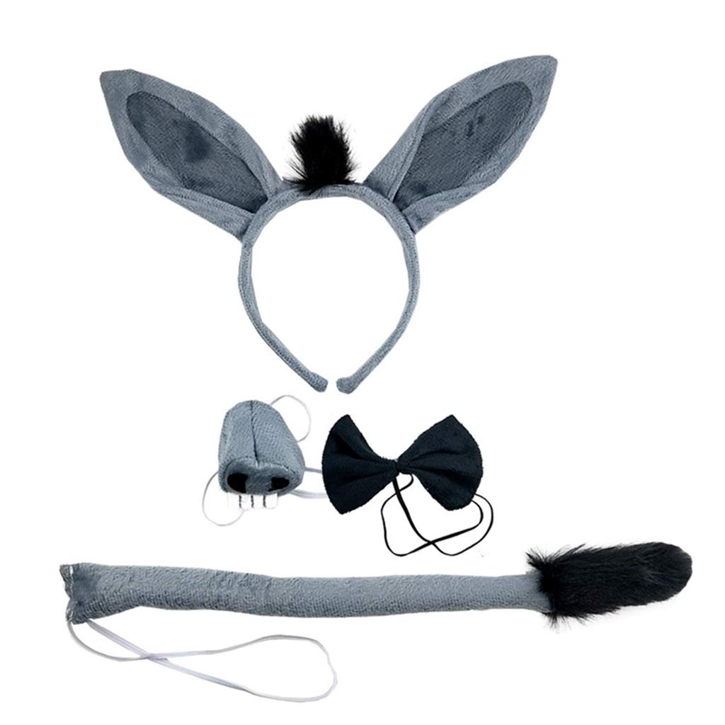 Fentency Dunkey Headband Animal Hair Hoop Faux Dunkey Ears Plush Horse Ears Realistic Halloween Headband Horse Cosplay