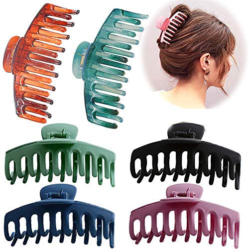 6 Packs Large Hair Claw Clip for Women - 4.3″ Jumbo Hair Clips Strong Hold Hair Catch Barrette