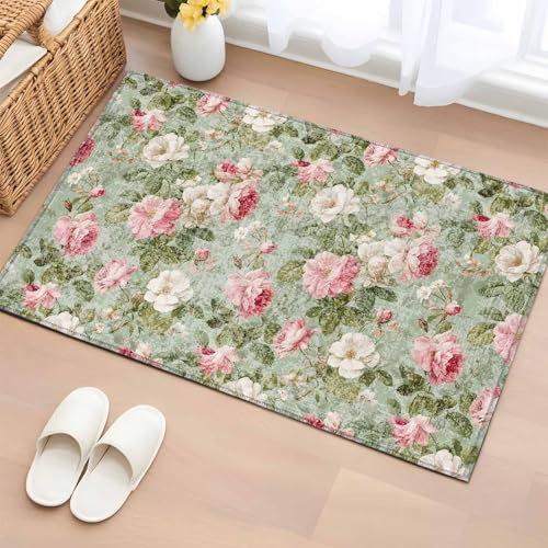 Tapete decorativo rectangular 2x3 pies, antideslizante y lavable