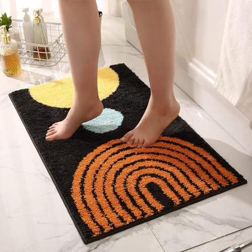 Image of AAZEEM Mat Rugs Non-Slip Abstract Bath Rugs Cute Mat Washable for Tube|Rectangular Door Mat for Home |Drawingroom |Easy Clean Indoor and Outdoor Floor Mat |Super Absorbent |Yellow|16 inchx24 inch & 20 inchx32 inch |