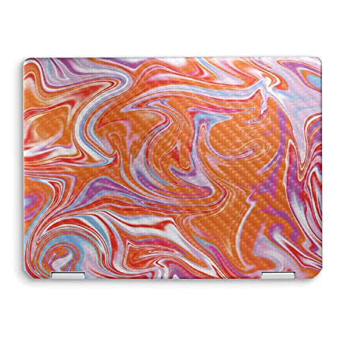 Image of MightySkins Carbon Fiber Skin Compatible with HP Spectre x360 14 inch (2022) Full Wrap Kit - Orange Swirl | Protective, Durable Textured Carbon Fiber Finish | Easy to Apply | Made in The USA