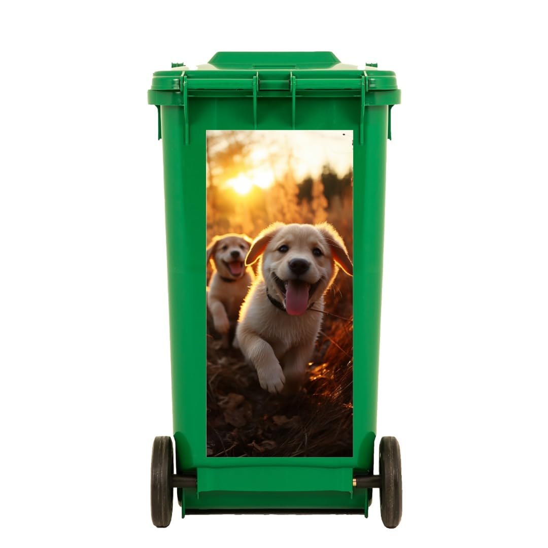 2X Sheets Dog Wheelie Bin Sticker Dustbin Sticker Self Adhesive Outdoor Sticker Indoor House Dog Animal Fridge BinWallStickers