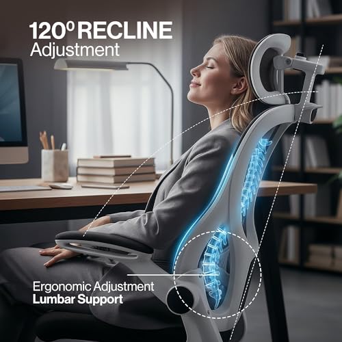Image of DROGO Ergonomic Office Chair for Work from Home with Breathable Mesh, Flip-up Armrest, Adjustable 3D Headrest & Lumbar Support | Computer Chair for Study | Gaming Chair with 130 Recline (White /Black)
