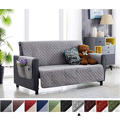 Argstar Couch Cover with Storage Pockets for Dogs Protector Sofa Slipcover Gray