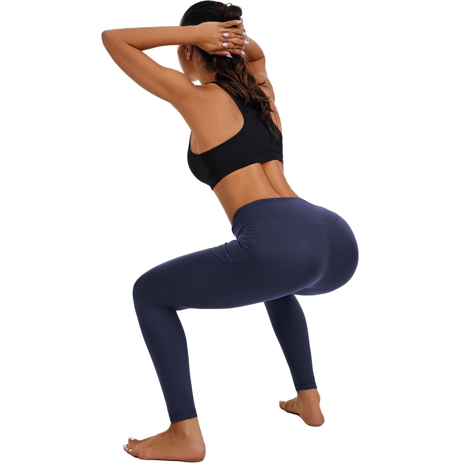 AMYTIS Sport Leggings Damen High Waist Yogahose mit Taschen Lang Sporthose Blickdicht Leggins Fitness Sportleggins - 5