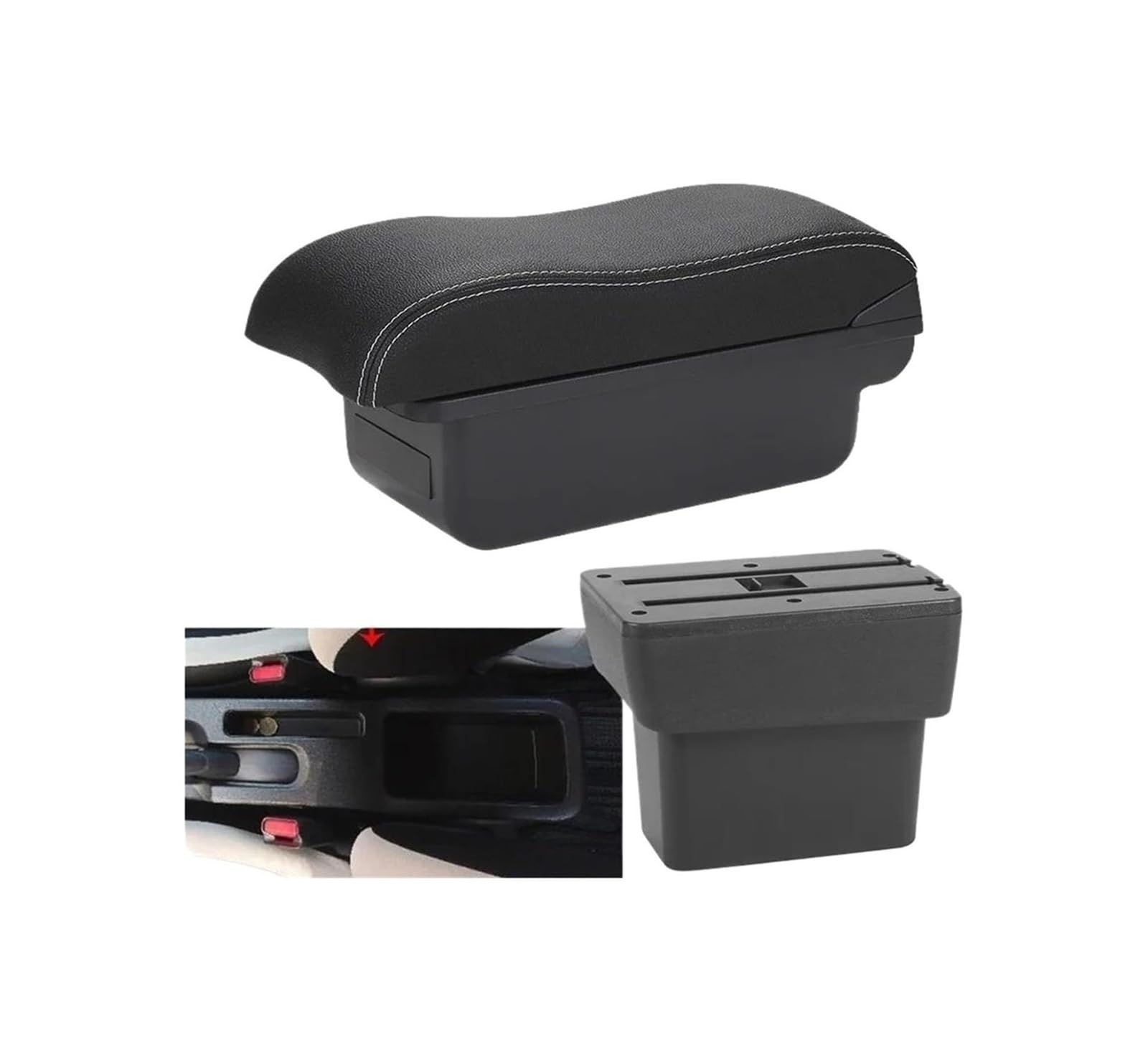 HCKCLMBMZW For Nissan For Note For EPower 2016-2022 Armrest Box Central Storage Dedicated Interior Retrofit Car Accessories Car Armrest Center Console(C3 Black White Nousb)