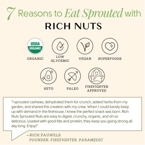 Rich Nuts Savory Sage Gourmet Sprouted Cashews | Vegan, Paleo, Keto | Made With Organic Rosemary, Sage, And Sea Salt | Non-Roasted From Dehydrated Germinated Raw, Whole Cashews | 5 Oz Bag (2 Pack) #TOP3
