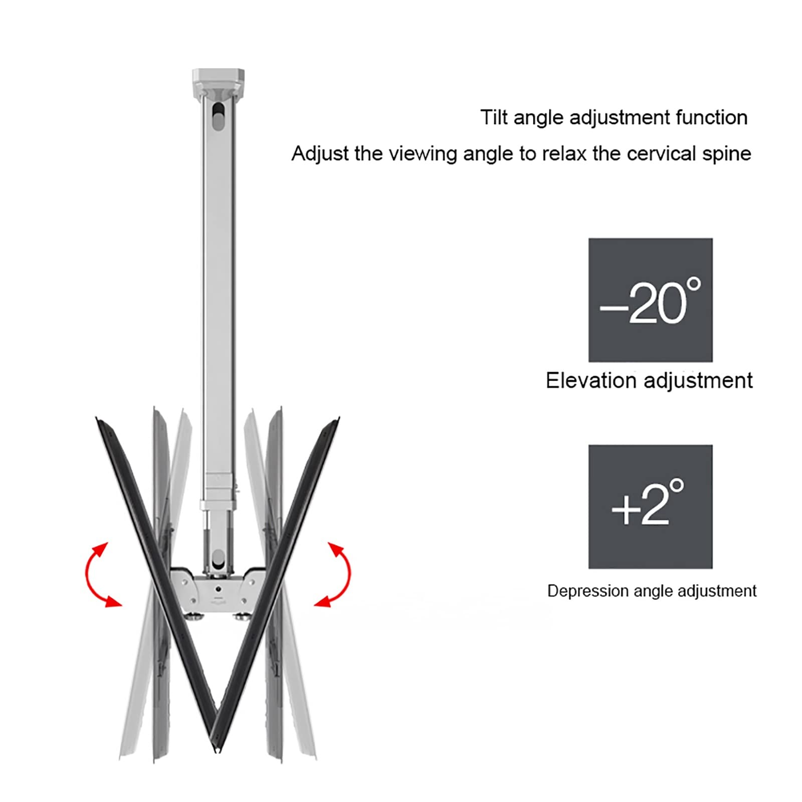 Soporte de techo para TV, soporte de diseño inclinable y giratorio para televisores dobles de espalda a espalda, compatible con pantallas planas de 32 a 75 pulgadas, se adapta a techos planos