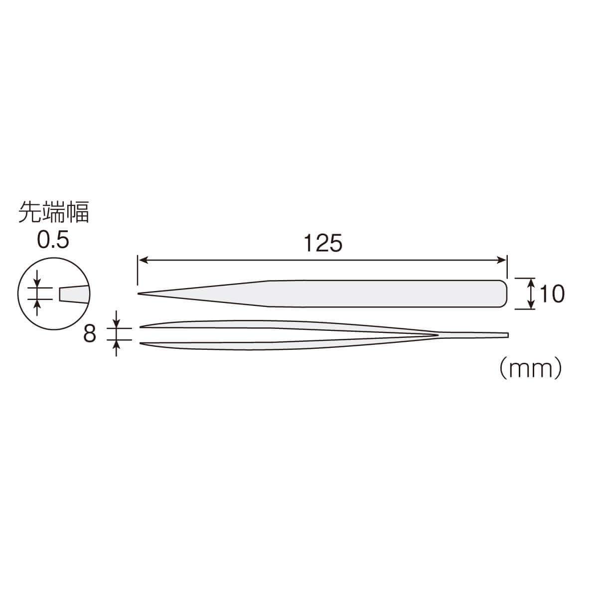 Hozan Pinzette in bronzo fosforoso, completamente non magnetiche, lunghezza totale: 125 mm, larghezza apertura: 8 mm, larghezza punta: 0,5 mm, dritta PP-149
