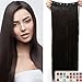 Produktbild Clip in Extensions Haarverlängerung Haarteil hitzebeständig wie Echthaar Glatt 1 Tresse 5 Clips 26"(66cm)-140g