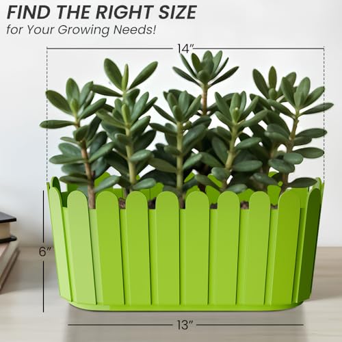 Image of YUCCABE ITALIA SHERA Fence-TRA 14 INCH Plastic Flower Pot Suitable for Inddor Outdoor Kitchen Garden