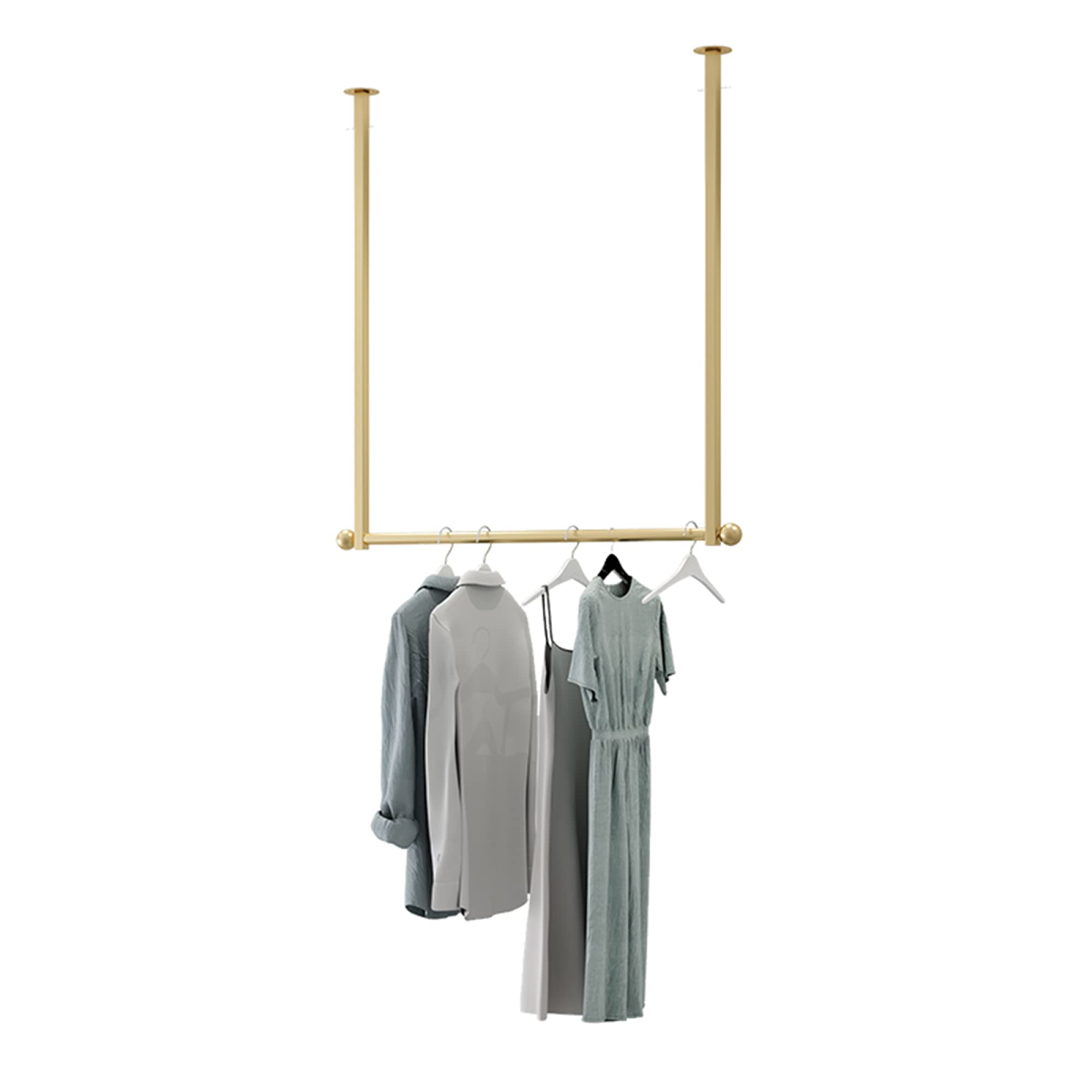 JKJZSALJ Wall Hanging Clothes Rail, Ceiling-Mounted Clothing Display Rack, Detachable Loft Design Coat Rack, Commercial Wedding Dress Display Rack,Golden,80×120cm