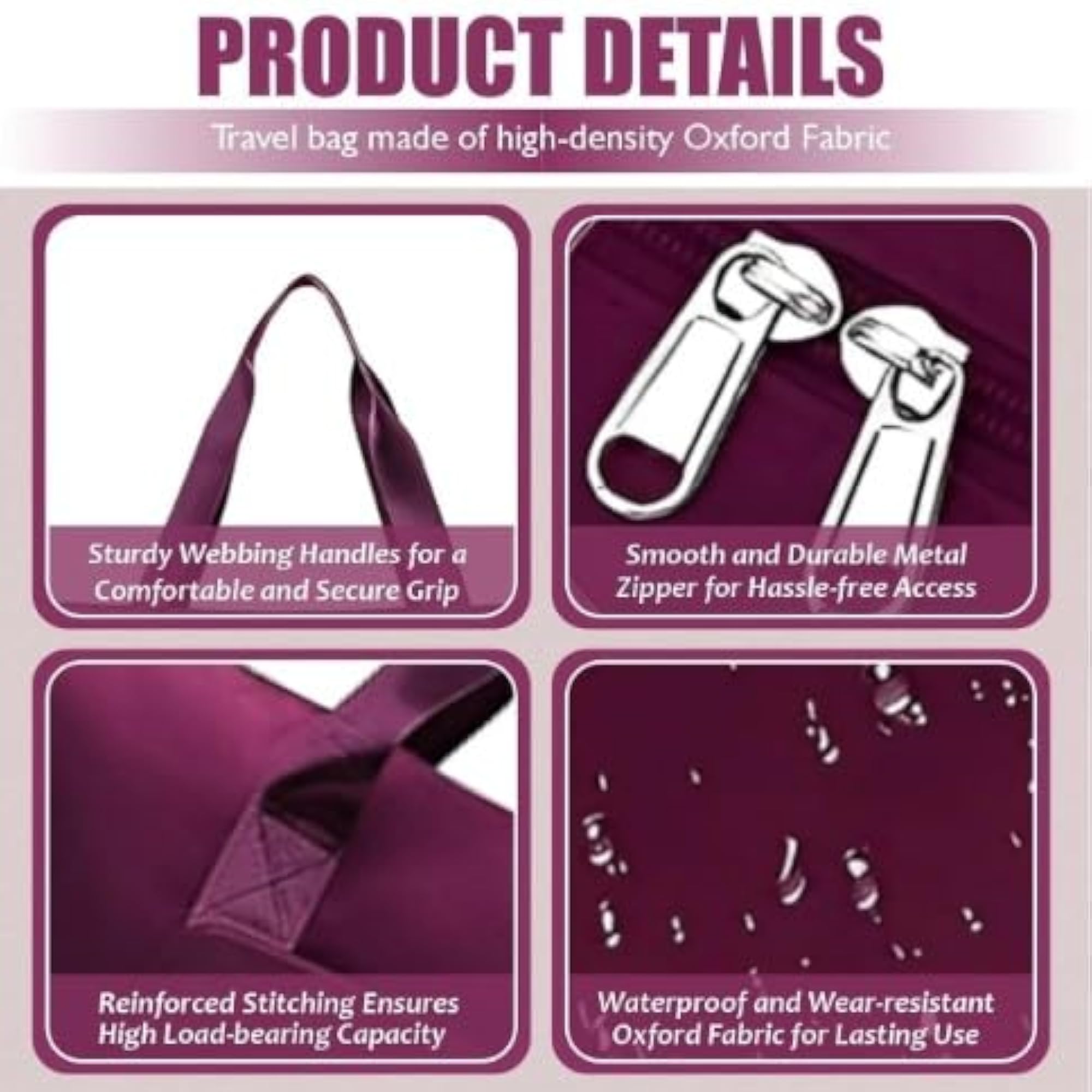 Women's Nylon Expandable Travel Duffle Bag, Waterproof