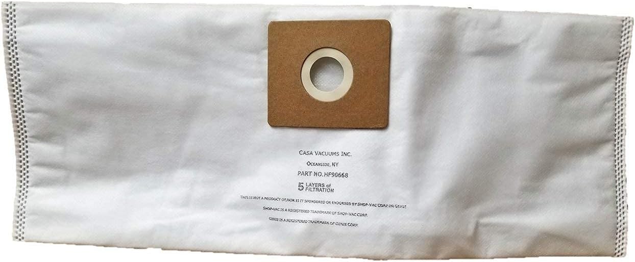 CASA VACUUMS Replacement 2-2.5 Gallon HEPA Bags. Compatible with Shop Vac 9066800 Units. 6 -Pack for Type B All Around Collection H11 Efficiency