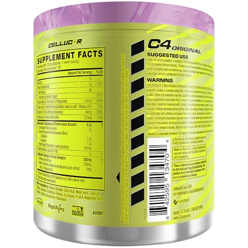 Image of C4 Original Pre Workout - Popsicle Grape - Pre-Workout for Endurance, Focus & Performance with 200mg Caffeine, Beta-Alanine, Creatine Nitrate, L-Arginine & PeptiPump - Sugar Free, 30 Servings