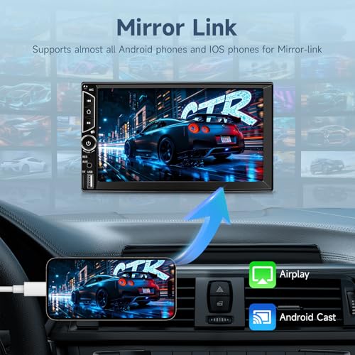 Leadfan 7inch Car Stereo Double Din Radio Touchscreen with Backup Camera Multimedia Car Audio Support Mirror Link, Bluet - Additional View