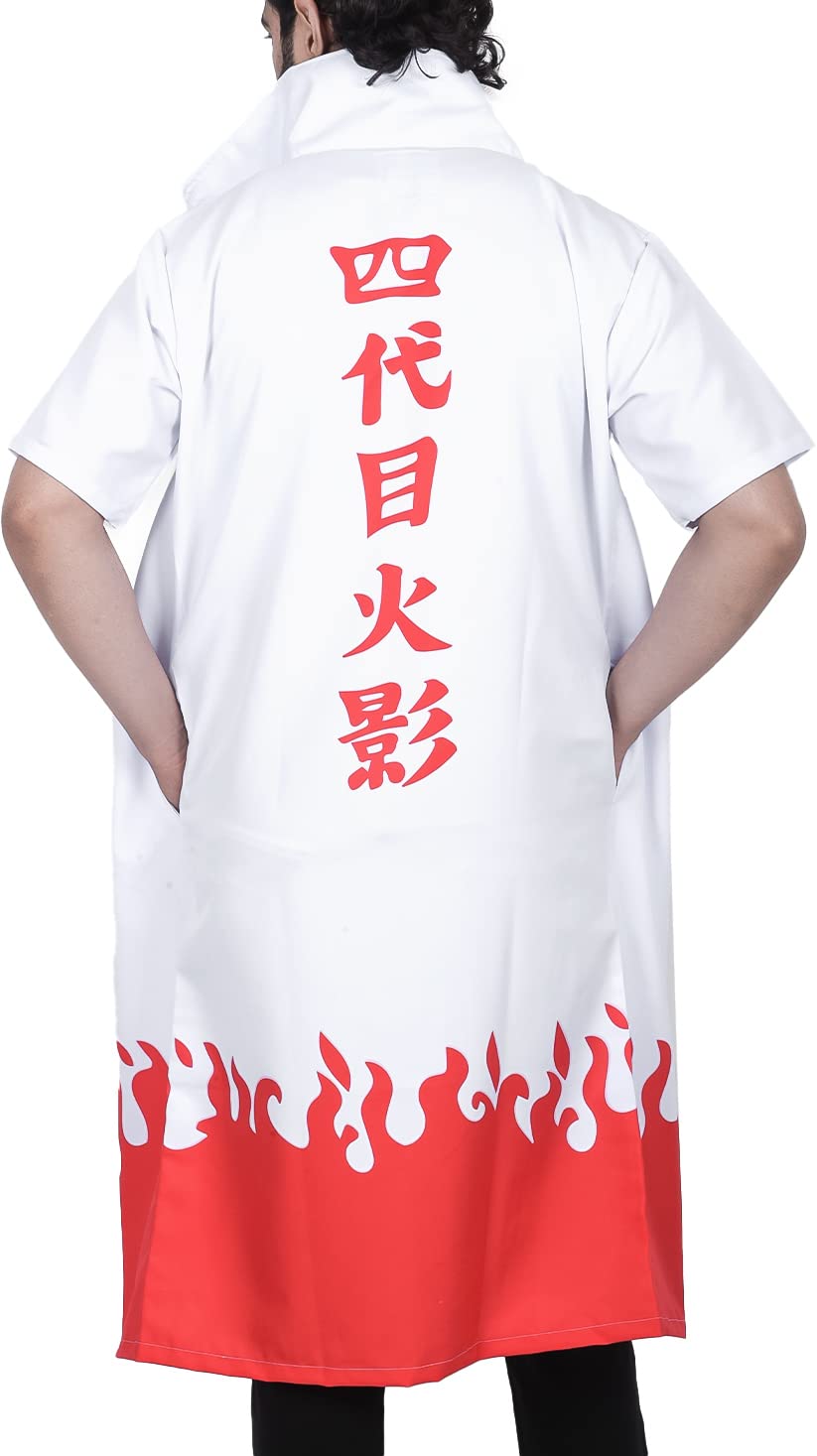 Costume Cosplay Namikaze Minato Complet – Cape Blanche, Perruque, Accessoires – Taille Adulte Homme