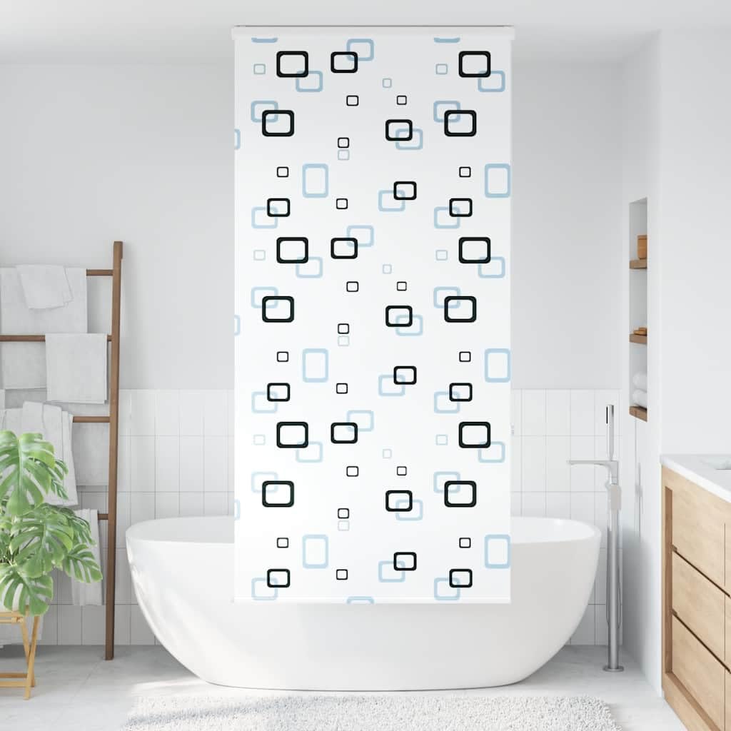 Duschrollo mit Kassette 100x240 cm Stoffbreite 96 cm - Seitenzugrollo für Bad und Dusche - Platzsparendes Badezimmer Rollo mit Blasen-Muster aus PEVA - Deckenmontage