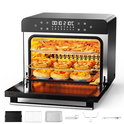 Karienvir 36L Air Fryer Oven with Rotisserie, 360°Hot Air Circulation, 16 in 1 Large AirFryer Oven, 6 Accessories, Air Fryer with LED Touch Panel, Timer & Temperature Control, Oil-Less Cooking,1800W