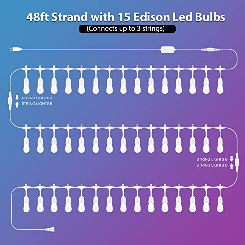 Guirlande lumineuse d'extérieur RVB 14,6m Mlambert ampoules LED blanc