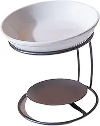 Queimador de óleo Essencial de Cerâmica com Estrutura Metálica, Difusor de óleo, Aquecedor de Cera para Quarto, Escritório Ou área de Ioga, Preto