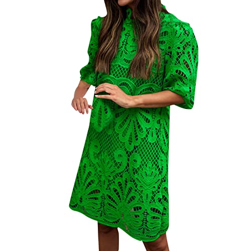 Vestidos casuales de talla grande bohemio para mujer, encaje floral, entallado, fiesta, noche, cóctel, club, mini vestido de lápiz para mujer, chaquetas de noche de talla grande, verde, M