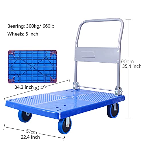 Carrito plegable de mano con plataforma y ruedas silenciosas miniatura 2