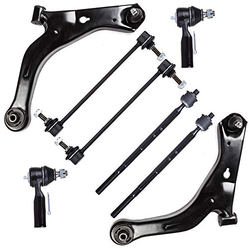 SCITOO 8pcs Front Suspension Kit 2 Lower Control Arm And Ball Joint 2 Sway Bar End Link 2 Outer 2 Inner Tie Rod End Fit 2001-2004 For Ford Escape For Mazda Tribute K80397 K80398