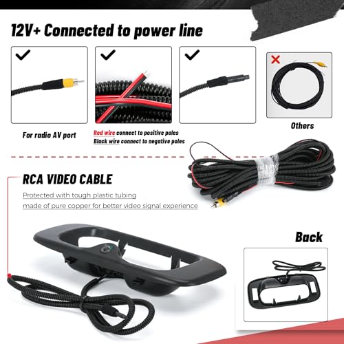 Image of Tailgate Handle w /Backup Camera Compatible with Chevy Silverado /GMC Sierra 1999-2007 1500 2500 3500HD Pickups Reverse Rear View Backup Camera