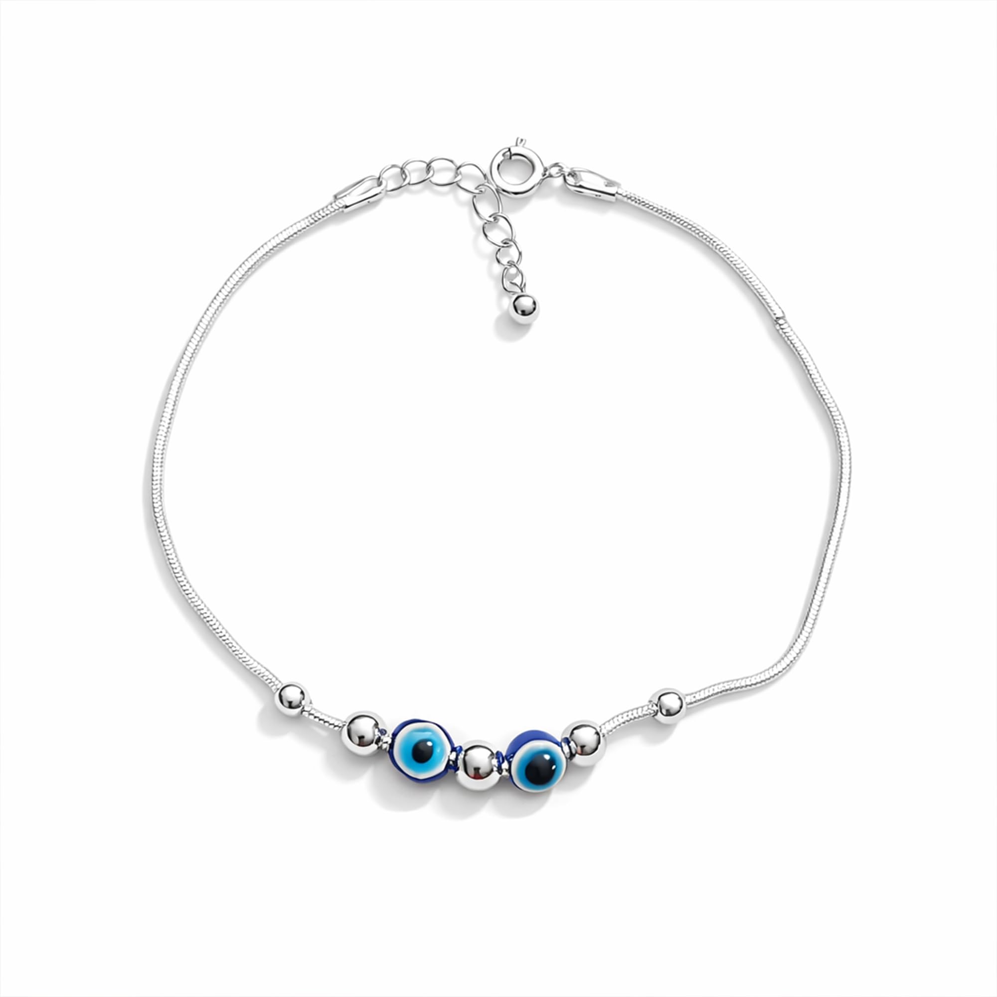 taraash 925 Pure Silver Rakhi Bracelet for Brother Evil Eye Chain Beads-picture-43