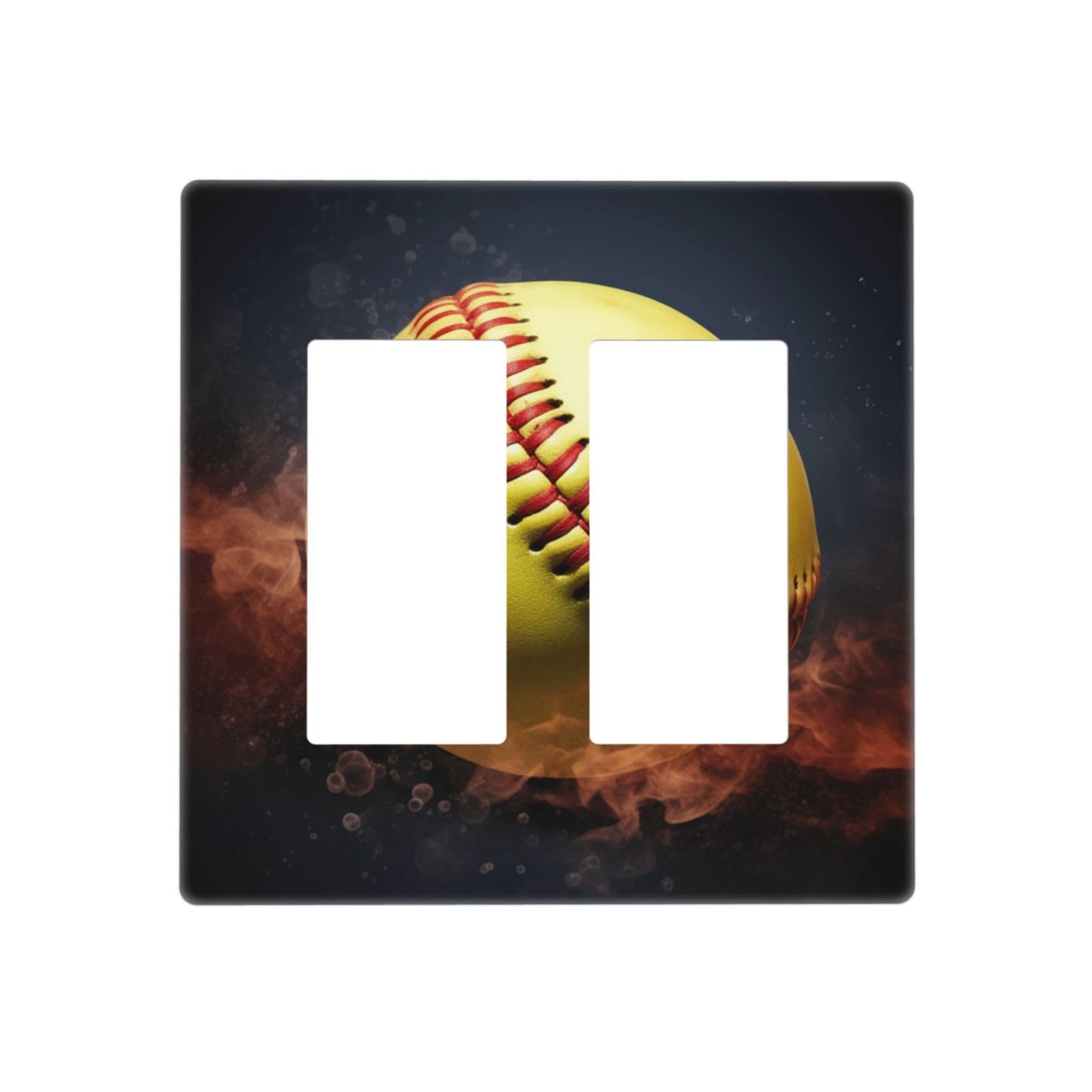 Decorator Wall Plate 2 Gang Light Switch Covers Softball Wallplate Double Toggle Switch Plate Standard Size Electrical Outlet Covers Decorative Wall Switch Plate Cover
