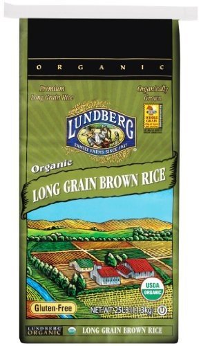 Lundberg Family Farms Arroz integral orgánico de grano largo, artículo a granel individual, 25 libras