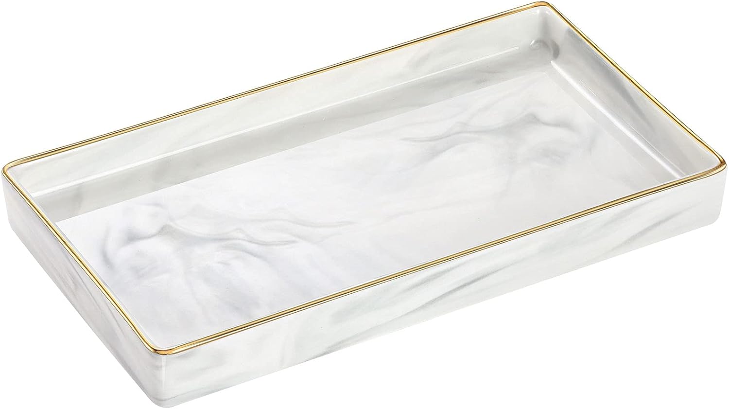 Luxspire Bathroom Vanity Tray, Marble Ceramic Bathroom